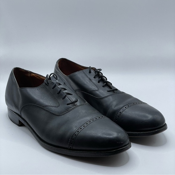 Peal & Co Brooks Brothers Sz 10 E Black Leather Oxford Dress Shoes England - Picture 2 of 13